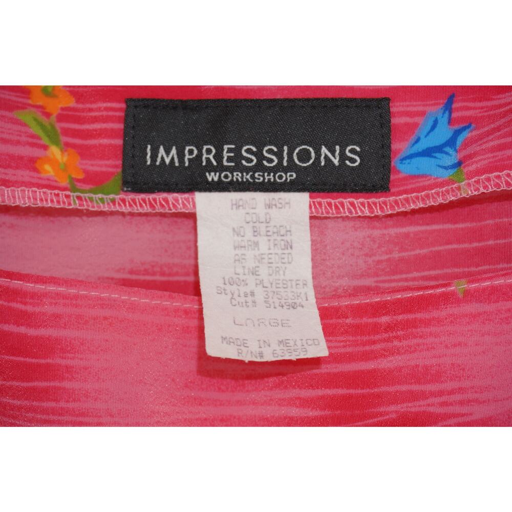 Vintage Impressions Workshop Pink Floral Midi Dress – Made in Mexico, Size Large - Picture 9 of 9